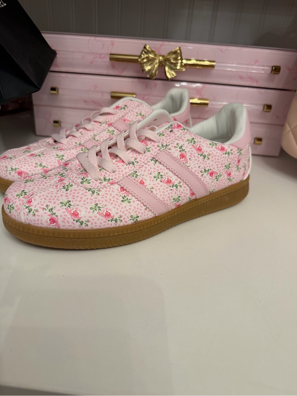 Pink Floral Casual Sneakers love shack fancy